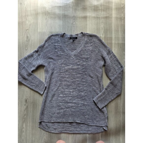 Ellen Tracy Womens V-Neck Knit Sweater Small Gray Cotton Blend - Picture 4 of 7